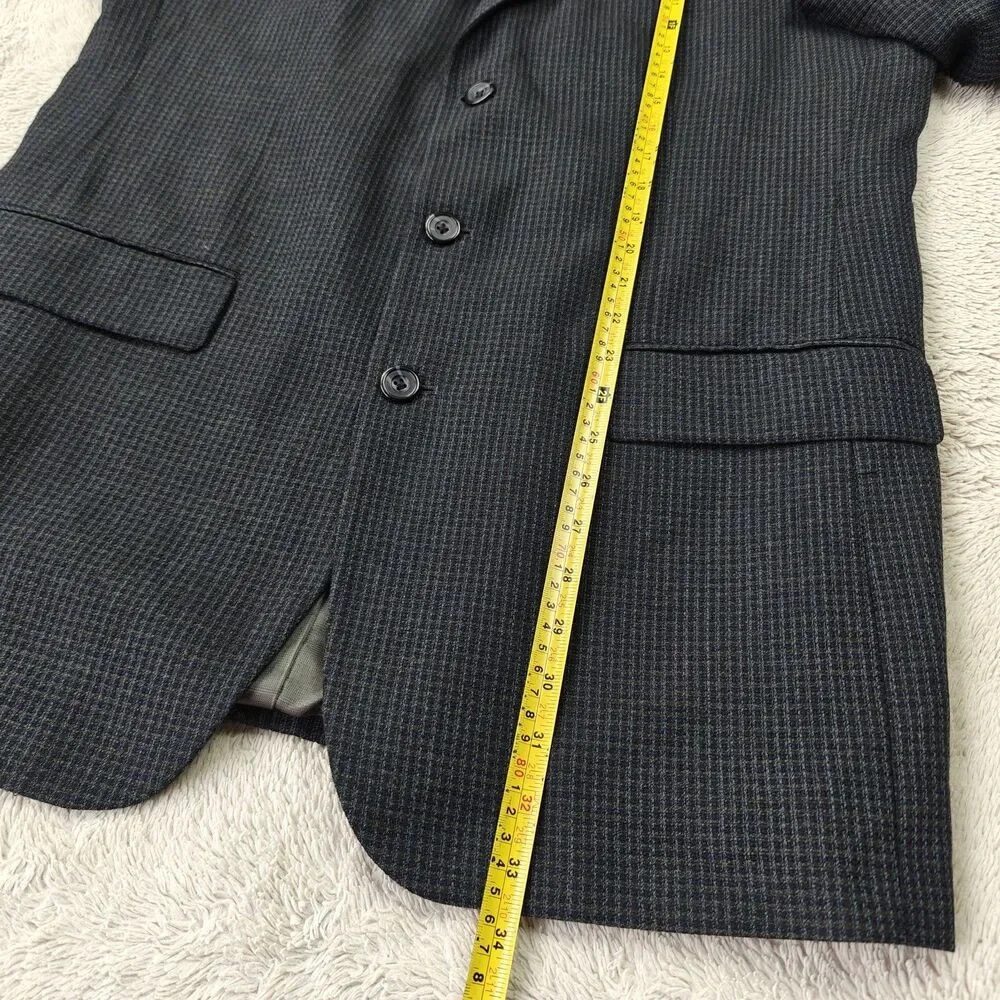 Oscar de la Renta Blazer Men's 42L Dark Grey Woven 3 Button Suit Jacket